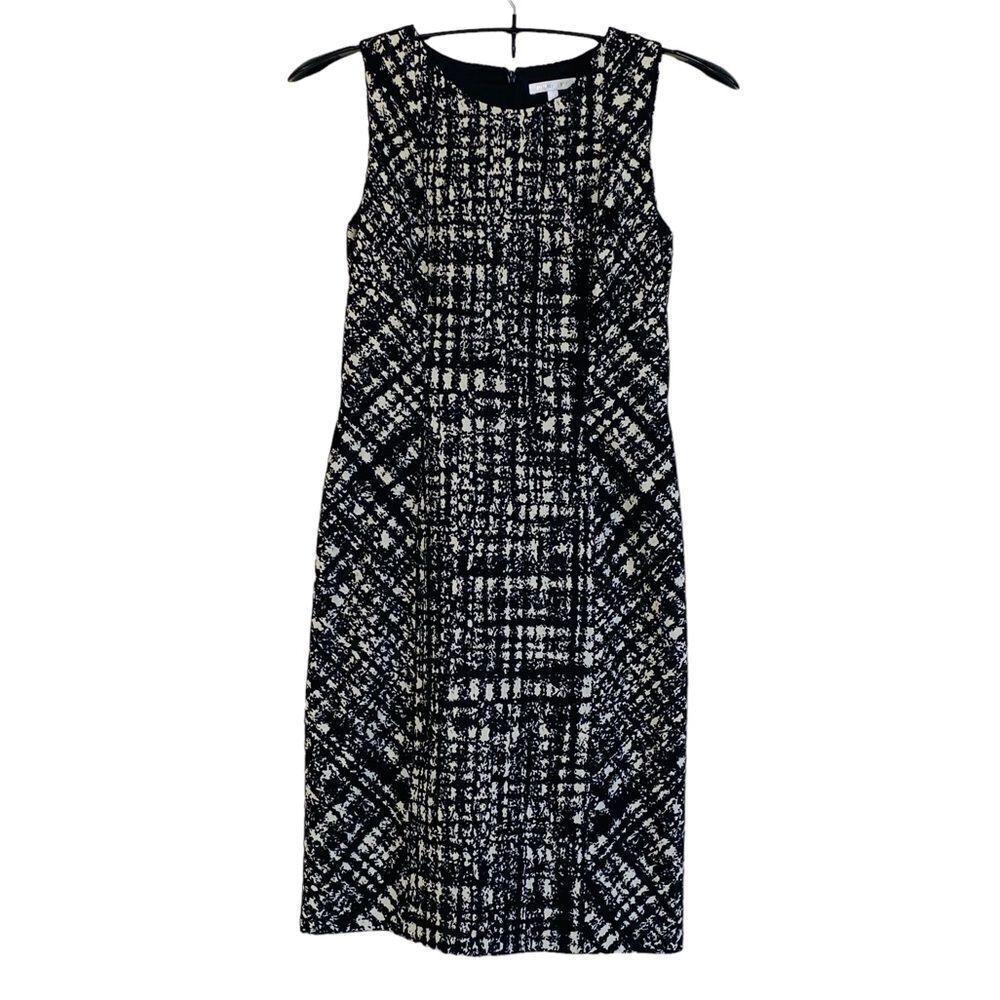 Paule Ka Sleeveless Black Cream Wool Blend Sleeveless Sheath Dress Sz Fr 38 US 6